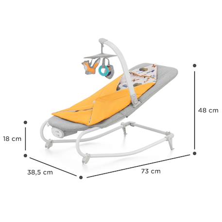Transat 2 en 1 - balancement apaisant avec musique et vibration Gris+Jaune 12 - vertbaudet enfant 