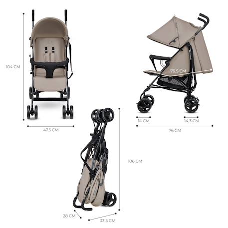 Poussette Parapluie TIK Légère 6,5 kg avec Position Allongée, Roues EVA Amorties et Pliage Compact Beige+Green+Grey+Marron 6 - vertbaudet enfant 