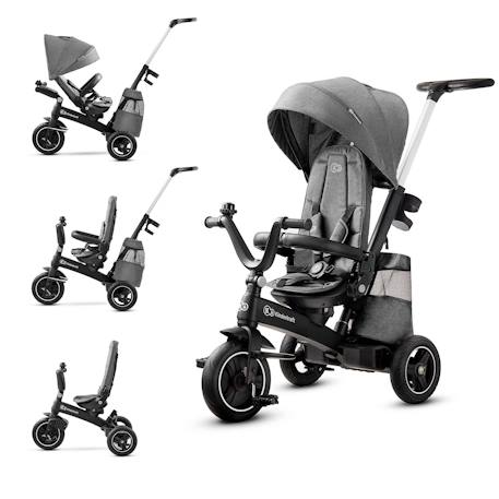 Tricycle Évolutif Kinderkraft EASYTWIST 5 en 1 avec Siège Rotatif 360°, Roues PU Increvables et Capote UPF50+ Beige+Gris+Noir+Vert 7 - vertbaudet enfant 