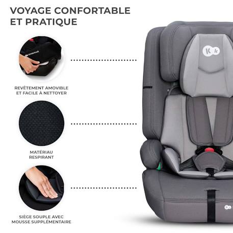 Siege auto safety fix 2 i size pratique confortable Gris+Noir 4 - vertbaudet enfant 