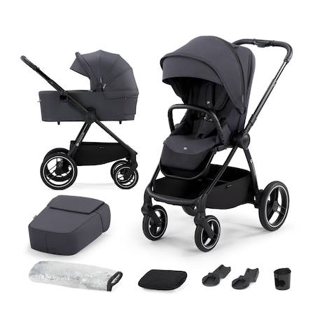 Poussette combinée 2 en 1 avec suspension et protection upf50+ Gris+Gris foncé+Noir+Rose 7 - vertbaudet enfant 