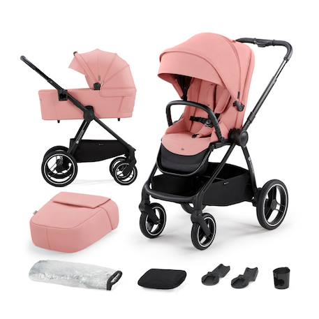 Poussette combinée 2 en 1 avec suspension et protection upf50+ Gris+Gris foncé+Noir+Rose 19 - vertbaudet enfant 