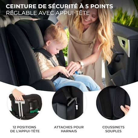 Siege auto safety fix 2 i size pratique confortable Gris+Noir 9 - vertbaudet enfant 