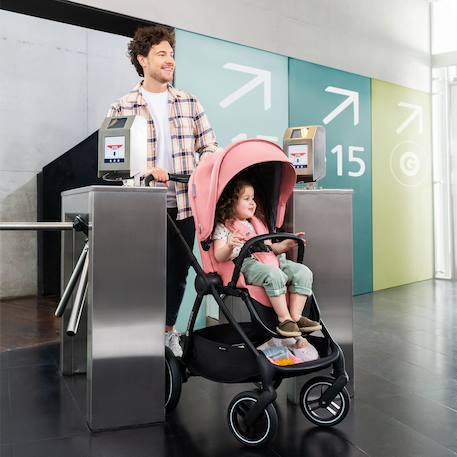 Poussette combinée 2 en 1 avec suspension et protection upf50+ Gris+Gris foncé+Noir+Rose 20 - vertbaudet enfant 