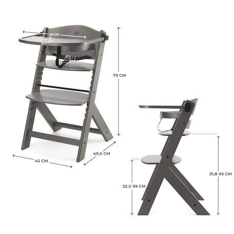 Chaise Haute Évolutive Kinderkraft ENOCK 2 en 1 avec Assise Réglable, Repose-Pieds Ajustable et Bois de Hêtre Massif Beige+Blanc+Blanc/bois+Bleu marine+Bois naturel+Gris+Gris / bois+Marron+Noir 48 - vertbaudet enfant 