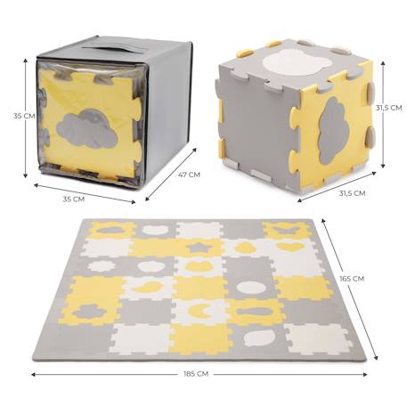 Tapis en mousse 2 en 1 - tapis puzzle pour bébé Jaune+Menthe 6 - vertbaudet enfant 