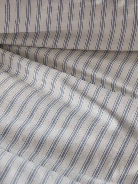 Housse de couette percale de coton 'coutil' Rayure bico bleu 2 - vertbaudet enfant 