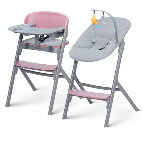 Chaise Haute Évolutive Kinderkraft LIVY 4 en 1 avec Transat Bébé, Assise Réglable, Repose-Pieds Ajustable et Charge 110 kg Gris+Rose+vert 7 - vertbaudet enfant 