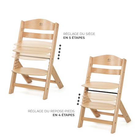 Chaise haute bois 3 en 1 reglable avec harnais, évolutive, réglable Beige+Blanc+Blanc/bois+Bleu marine+Bois naturel+Gris+Gris / bois+Marron 47 - vertbaudet enfant 