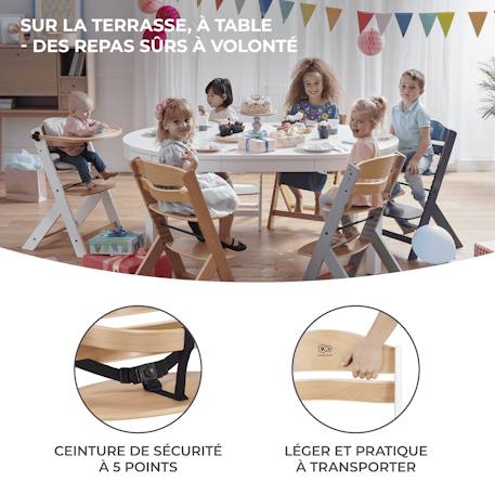 Chaise haute bois 3 en 1 reglable avec harnais, évolutive, réglable Beige+Blanc+Blanc/bois+Bleu marine+Bois naturel+Gris+Gris / bois+Marron 35 - vertbaudet enfant 