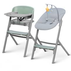 -Chaise Haute Évolutive Kinderkraft LIVY 4 en 1 avec Transat Bébé, Assise Réglable, Repose-Pieds Ajustable et Charge 110 kg