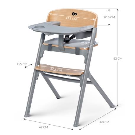 Chaise Haute Évolutive Kinderkraft LIVY 4 en 1 avec Transat Bébé, Assise Réglable, Repose-Pieds Ajustable et Charge 110 kg Gris+Rose+vert 6 - vertbaudet enfant 