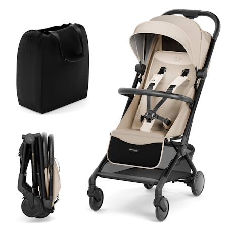 Poussette Cabine Kinderkraft PILOT 2 avec Pliage à Une Main, Position Allongée, Harnais Magnétique et UPF50+ Beige+Gris+Noir 1 - vertbaudet enfant 