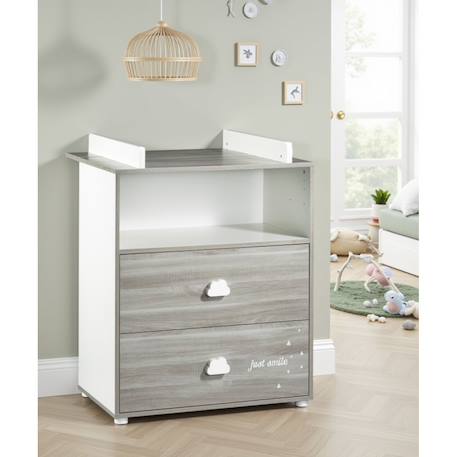 Commode à langer en bois - smile Beige+Gris 9 - vertbaudet enfant 