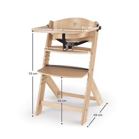 Chaise Haute Évolutive Kinderkraft ENOCK 2 en 1 avec Assise Réglable, Repose-Pieds Ajustable et Bois de Hêtre Massif Beige+Blanc+Blanc/bois+Bleu marine+Bois naturel+Gris+Gris / bois+Marron+Noir 30 - vertbaudet enfant 