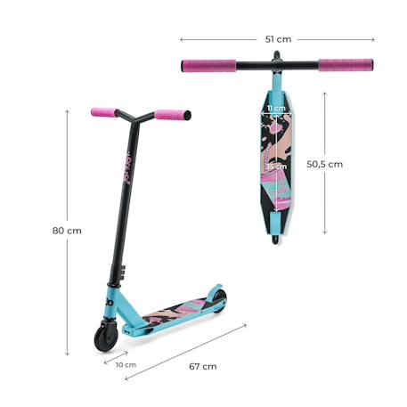 Trottinette Freestyle Kinderkraft SOLIS avec Roulements ABEC-9, Roues PU 100 mm, Guidon en Y, Frein Arrière et Cadre Robuste Noir+Rose+Vert 12 - vertbaudet enfant 