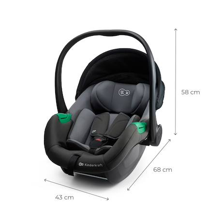 Siège Auto Bébé Kinderkraft MINK PRO 2 i-Size avec H-GUARD+, SPS+, EASY GROW, Coque Ventilée et Harnais 5 Points Noir et gris 6 - vertbaudet enfant 