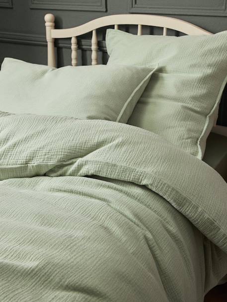 Housse de couette gaze de coton 'gaufrée' Celadon 1 - vertbaudet enfant 
