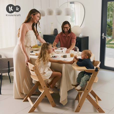 Chaise haute bois 3 en 1 reglable avec harnais, évolutive, réglable Beige+Blanc+Blanc/bois+Bleu marine+Bois naturel+Gris+Gris / bois+Marron 2 - vertbaudet enfant 