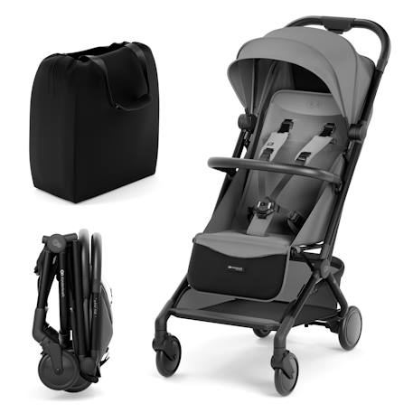 Poussette Cabine Kinderkraft PILOT 2 avec Pliage à Une Main, Position Allongée, Harnais Magnétique et UPF50+ Gris+Noir 1 - vertbaudet enfant 