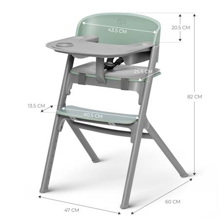 Chaise Haute Évolutive Kinderkraft LIVY 4 en 1 avec Transat Bébé, Assise Réglable, Repose-Pieds Ajustable et Charge 110 kg Gris+Rose+vert 18 - vertbaudet enfant 
