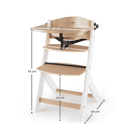 Chaise Haute Évolutive Kinderkraft ENOCK 2 en 1 avec Assise Réglable, Repose-Pieds Ajustable et Bois de Hêtre Massif Beige+Blanc+Blanc/bois+Bleu marine+Bois naturel+Gris+Gris / bois+Marron+Noir 18 - vertbaudet enfant 