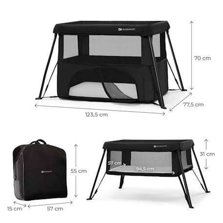 Lit de camping pliant bébé 3 en 1 avec fonction évolutive Black+Grey 6 - vertbaudet enfant 