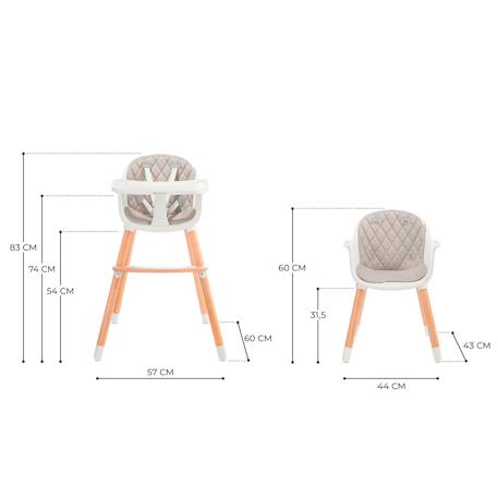 Chaise Haute Évolutive Kinderkraft SIENNA 2 en 1 avec Plateau Amovible, Harnais 5 Points et Repose-Pieds Confortable Grey+Pink 6 - vertbaudet enfant 