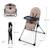 Chaise Haute Bébé Kinderkraft BINCI pliable et compacte avec plateau réglable, harnais 5 points et repose-pieds Beige+Grey+Light grey 6 - vertbaudet enfant 