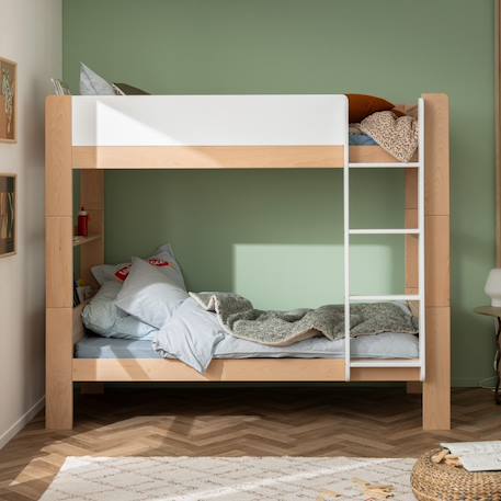 Lit superposé séparable en hêtre arsène Blanc-bois+Bois+Vert-bois 2 - vertbaudet enfant 