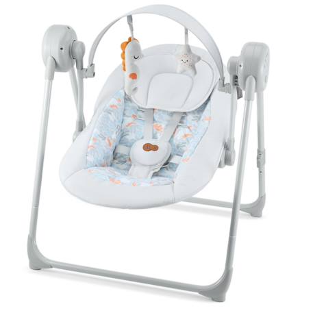 Balancelle-Transat Électrique Kinderkraft SWINGEE avec 5 Vitesses, Pliage Compact, 8 Mélodies et Harnais 5 Points Beige+Gris 11 - vertbaudet enfant 