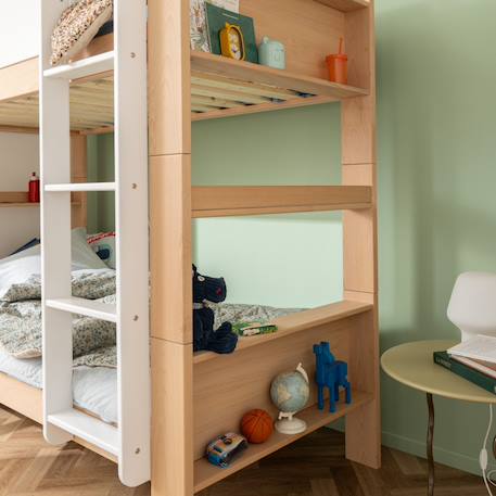 Lit superposé séparable avec lit gigogne en hêtre arsène Blanc-bois+Bois+Vert-bois 3 - vertbaudet enfant 