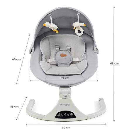Transat Électrique Kinderkraft TULSY avec 5 Vitesses de Balancement, Bluetooth, Télécommande et Dossier Réglable Beige+Gris 12 - vertbaudet enfant 