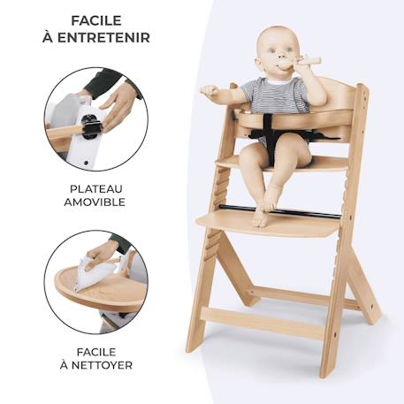 Chaise haute bois 3 en 1 reglable avec harnais, évolutive, réglable Beige+Blanc+Blanc/bois+Bleu marine+Bois naturel+Gris+Gris / bois+Marron 10 - vertbaudet enfant 
