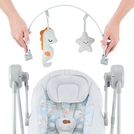 Balancelle-Transat Électrique Kinderkraft SWINGEE avec 5 Vitesses, Pliage Compact, 8 Mélodies et Harnais 5 Points Beige+Gris 9 - vertbaudet enfant 