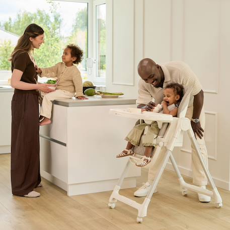 Chaise Haute Évolutive Kinderkraft TULO 3 en 1 avec Hauteur Réglable, Dossier Inclinable, Plateau Double et Harnais 5 Points Beige+Gris 9 - vertbaudet enfant 