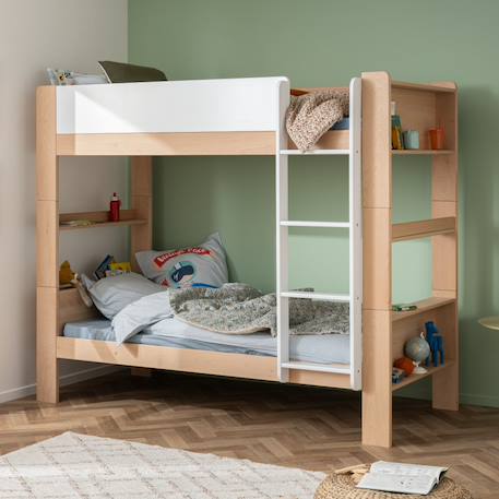 Lit superposé séparable en hêtre arsène Blanc-bois+Bois+Vert-bois 1 - vertbaudet enfant 