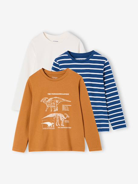 Lot de 3 t-shirts garçon blanc+caramel 9 - vertbaudet enfant 