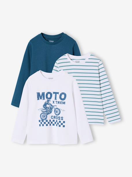 Lot de 3 t-shirts garçon blanc+caramel 1 - vertbaudet enfant 