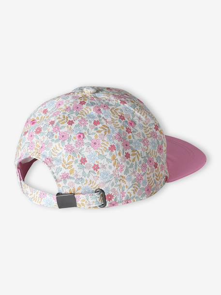 Casquette fleurie fille blanc imprimé+bleu+pivoine 2 - vertbaudet enfant 