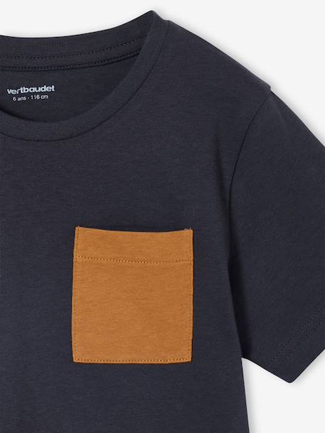 Lot 3 T-shirt manches courtes bleu pétrole+caramel+marine+vert amande 16 - vertbaudet enfant 