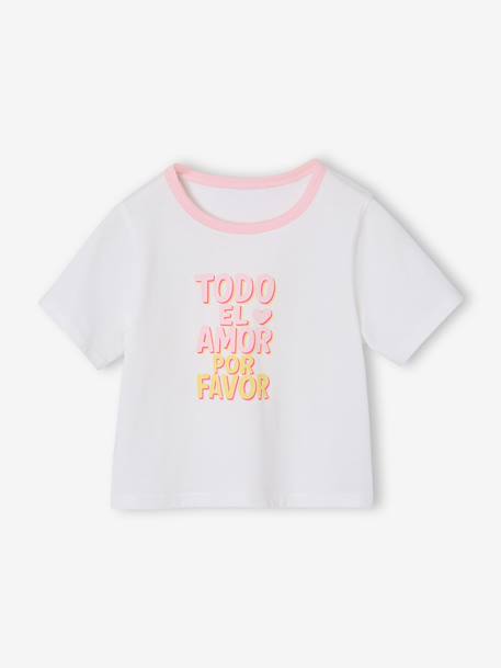 T-shirt manches courtes fille écru 2 - vertbaudet enfant 