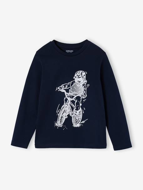 T-shirt garçon imprimé blanc chiné+bleu grisé+marine 7 - vertbaudet enfant 