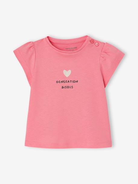 Lot 2 T-shirt bébé fille fantaisie bleu clair+rose 8 - vertbaudet enfant 