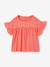 T-shirt fille manches détails brodés corail+écru+kaki 1 - vertbaudet enfant 