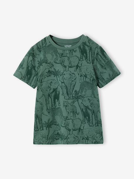 T-shirt garçon imprimé blanc chiné+bleu jean+lichen+menthe 7 - vertbaudet enfant 