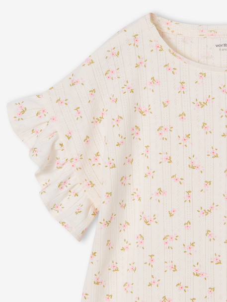 T-shirt fille en maille pointelle écru 3 - vertbaudet enfant 