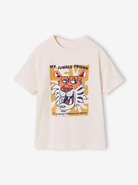 T-shirt garçon manches courtes animaux blanc+écru+vert sapin 5 - vertbaudet enfant 