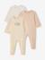 Lot 3 pyjamas bébé en coton bio beige+écru+vert sauge 1 - vertbaudet enfant 