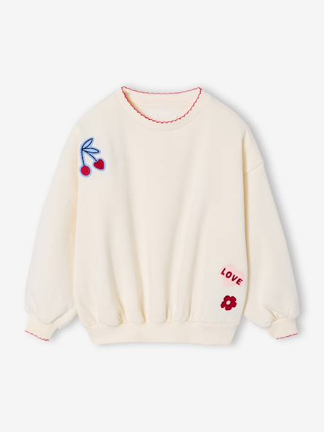 Sweat fille avec patchs écru 3 - vertbaudet enfant 